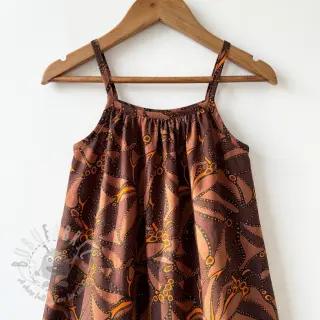 Katoenen stof SATIN Abstract dark brown