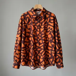 Bavlnená látka SATIN Geometric dark brown