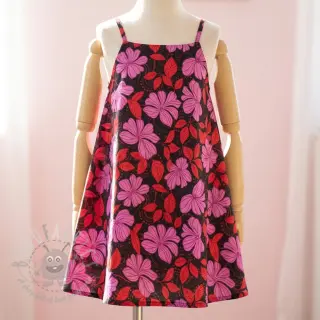 Katoenen stof SATIN Autumn flowers dark red