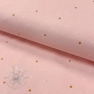 Katoenen stof Sweet bear star light rose ORGANIC