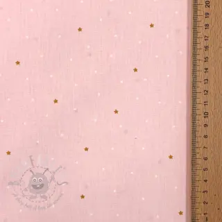 Katoenen stof Sweet bear star light rose ORGANIC