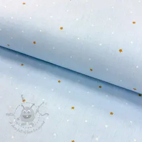 Katoenen stof Sweet bear star light blue ORGANIC
