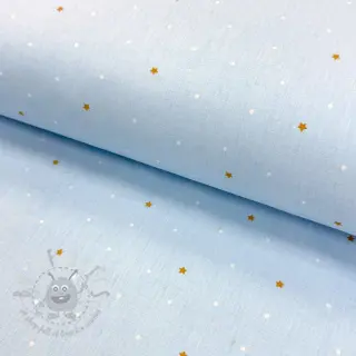 Katoenen stof Sweet bear star light blue ORGANIC