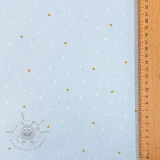 Katoenen stof Sweet bear star light blue ORGANIC