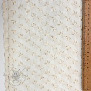 Katoenen stof EMBROIDERY Rosemary white