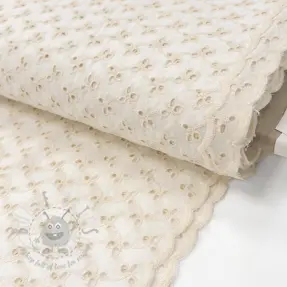Katoenen stof EMBROIDERY Rosemary off white