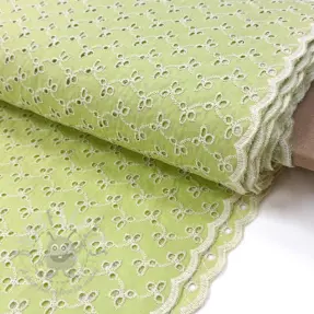 Katoenen stof EMBROIDERY Rosemary lime