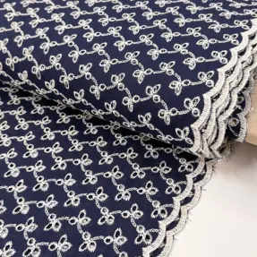 Bavlnená látka EMBROIDERY Rosemary navy
