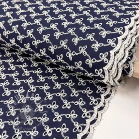 Katoenen stof EMBROIDERY Rosemary navy