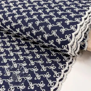 Katoenen stof EMBROIDERY Rosemary navy