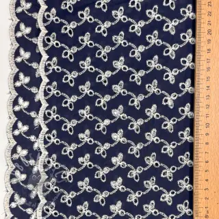 Katoenen stof EMBROIDERY Rosemary navy