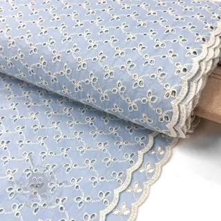 Katoenen stof EMBROIDERY Rosemary light blue