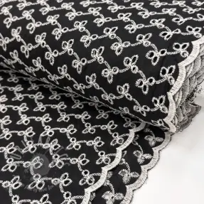 Katoenen stof EMBROIDERY Rosemary black