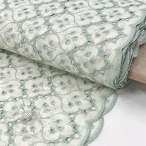 Katoenen stof EMBROIDERY Lilian mint