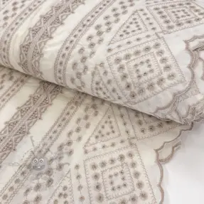 Katoenen stof EMBROIDERY Lilian beige