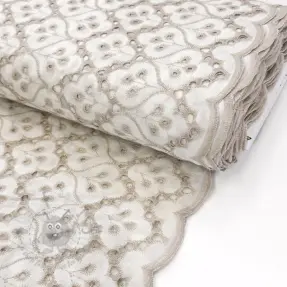 Katoenen stof EMBROIDERY Lilian natural