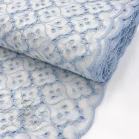 Katoenen stof EMBROIDERY Lilian blue