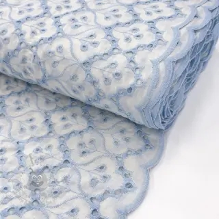 Katoenen stof EMBROIDERY Lilian blue
