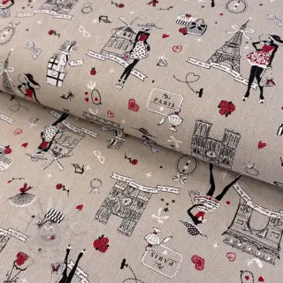 Decoratiestof Linenlook Cute Paris multico