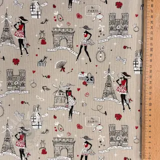 Decoratiestof Linenlook Cute Paris multico