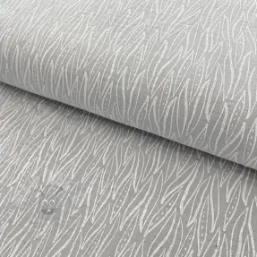 Dubbelgaas/mousseline Leaves light grey