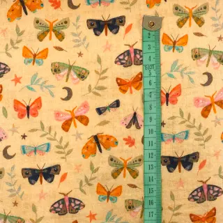 Dvojitá gázovina/mušelín Butterflies soft yellow digital print