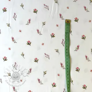 Tricot Rabbits and flowers TOSSSED white digital print
