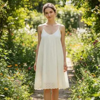 Katoenen stof EMBROIDERY Rosemary white