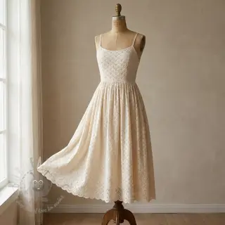 Bavlnená látka EMBROIDERY Rosemary off white