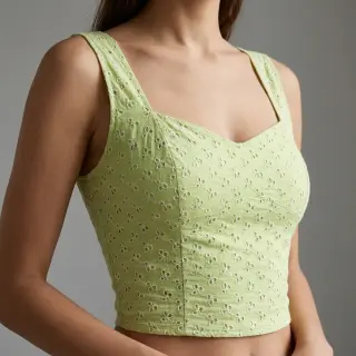 Bavlnená látka EMBROIDERY Rosemary lime