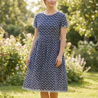Bavlnená látka EMBROIDERY Rosemary navy