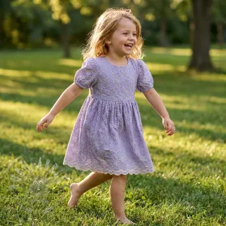 Katoenen stof EMBROIDERY Rosemary lilac