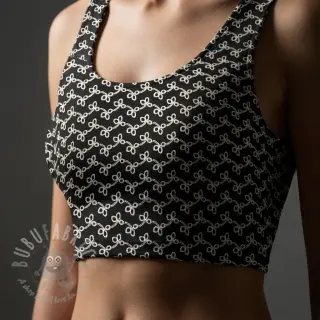 Katoenen stof EMBROIDERY Rosemary black