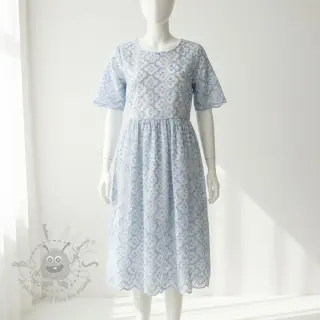 Katoenen stof EMBROIDERY Lilian blue