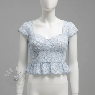 Katoenen stof EMBROIDERY Lilian blue