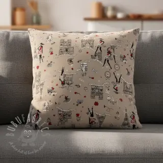 Decoratiestof Linenlook Cute Paris multico
