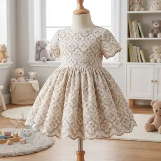 Bavlnená látka EMBROIDERY Lilian natural