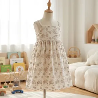 Katoenen stof EMBROIDERY Lilian ecru