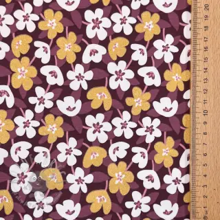 Tricot GLITTER Flowers wine red