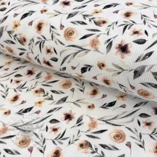 Tricot WAFFLE Flowers white digital print
