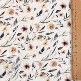 Úplet WAFFLE Flowers white digital print