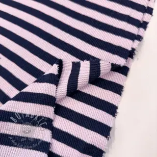 Tricot WAFFLE YARN DYED Stripes navy lilac