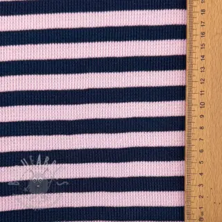 Tricot WAFFLE YARN DYED Stripes navy lilac