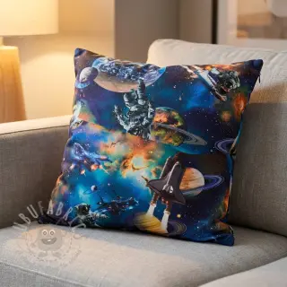 Katoenen stof Space navy digital print