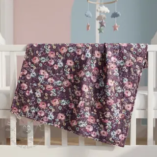 Katoenen stof Flowers Anabell dark purple digital print