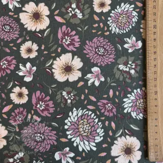 Linnen met viscose Flowers seaweed