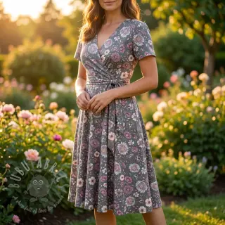 Linnen met viscose Flowers seaweed