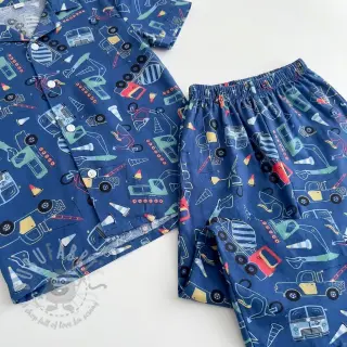 Katoenen stof Vehicles blue