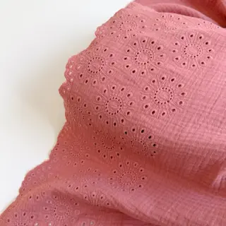 Dvojitá gázovina/mušelín 1-side border blush
