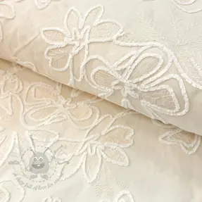 Katoenen stof EMBROIDERY Chenille Manon design En